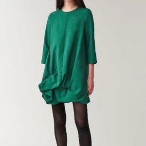 COS Pocket Emerald Green Rouched Midi dress